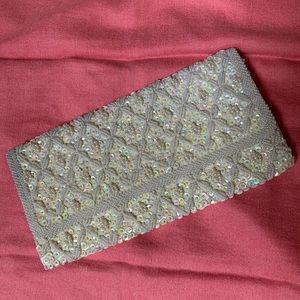 Vintage ivory beaded clutch